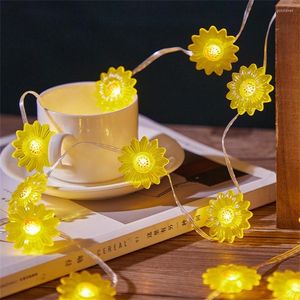 Strings 10/20/30M Helianthus Annuus Theme Decorative Fairy Light Sunflower Garland Lights Christmas Party Artificial Flower String