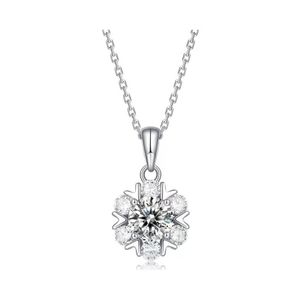 Colares pendentes da moda S925 Sterling Sier 5ct D color Moissanite Snowflake Colar para mulheres joias banhadas pelo ouro Branco Diamo Dhgn3