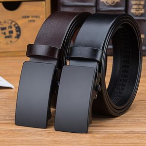 Cintos estendidos de luxo de luxo em primeira camada Corrente masculino Black Buckle Automatic Buckle Business casual selvagem tamanho grande 140 150 160