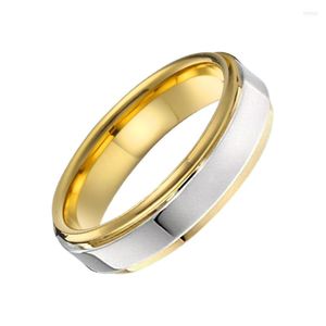 Обручальные кольца Классическая биколор 5 -мм альянс брачная группа пара титановые стальные украшения кольцо для мужчин и женщин