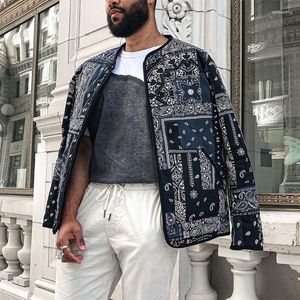 Jackets masculinos de streetwear casacos homens Moda padrão de impressão da tripulação zíper 2023 outono masculino lazer de manga longa Cardigan Outerwear