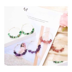 Stud Trendy Colorf Natural Stone Circle Earring For Women Bohemian Creative Big Dangle Earrings Summer Beach Jewelry Drop Delivery Otfol