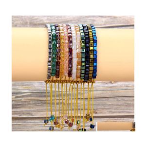 Charm Bracelets Handmade Crystal Bracelet Bohemian String Braided Beads Anklets Adjustable Hand Jewelry Gifts For Women Girls Q558Fz Dhhzb