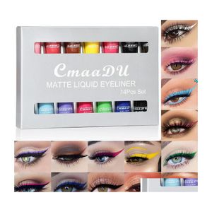 Подводка для глаз CMAADU 14 Цвет матовый набор жидкости Quick Dry Long Loft No Plimuding Makeup Оптовая подкладка для глаз доставка.