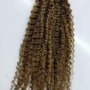 Ombre brown blonde i tip human hair extension water curly microlinks 200strand/pack 0.7g free ship 10-24inch keratin hairextensions goldenbrown