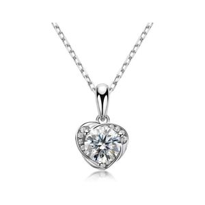 Inne modne S925 Sier Heart Moissanite Naszyjnik Kobiet biżuteria Wyjęte białe złoto 1ct D Color Vvs1 Diamond Charm Naszyjnik Drop d dhutk