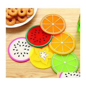 Mats Pads Cute Fruit Shape Coaster Sile Cup Pad Slip Insation Drink Holder Placemats For Christmas Kitchen Table Drop Delivery Hom Dhtjk