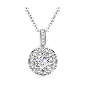 Inne luksusowe 1 D kolor VVS1 okrągły wisiant moissanite Naszyjnik 925 Sterling Sier Fl Diamond Charm Prezent Prezenta