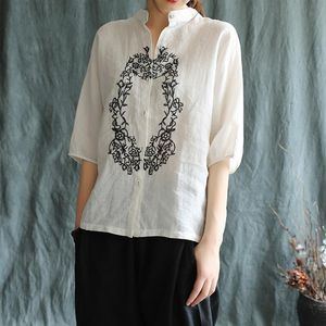 Women's Blouses Traditional Chinese Blouse Shirt Tops For Women Mandarin Collar Oriental Linen Female Cheongsam Top 4700 & Shirts