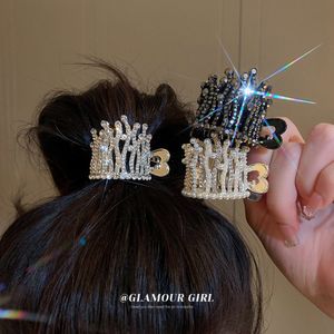 New Pearl Rhinestone Hair Claws Ribbon Girl High Ponytail Clip Fixed Hairpin Claw Clip Advanced Sense Hairs accessories Headwear 1400