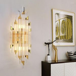 ウォールランプモダンラグジュアリークリスタルランプリビングルームテレビバックグラウンドシンプルなLED SCONCE BEDROOM AISLE DECORATION屋内照明器具