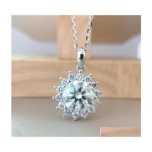 Pendant Necklaces Trendy 925 Sterling Sier 4Ct D Color Moissanite Sunflower Necklace Women Jewelry Plated White Gold Pass Diamond Dr Dhudo