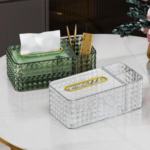 Bath Accessory Set Light Luxury Tissue Box Multi-functional Diamond Pattern Napkin Remote Control Storage For Living Room Drop