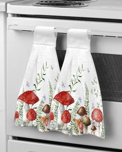 Towel Mushroom Green Plant Butterfly Hand Towels Kitchen Bathroom Hanging Cloth Quick Dry Soft Absorbent Microfiber