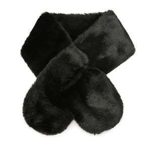 Simple Wool Scarf Ring Scarves Clip Short Men Female Fake Collar Winter Cross Neckwear Thicken Warm Black Gray
