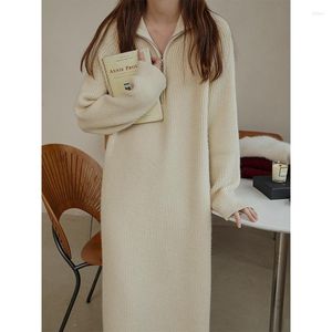 Lässige Kleider Mode Femme Größe Est Herbst Winter Frauen über knielangen Reißverschluss Pullover Lose Kleidung Pullover Frau Kleidung