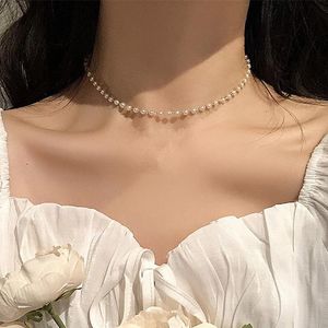 Pendant Necklaces Beads Women's Neck Chain Kpop Pearl Choker Necklace Gold Color Goth Chocker Jewelry On The 2023 Collar For GirlPendant