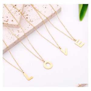 Pendant Necklaces Stainless Steel Initial Necklace Family Letters Name Jewelry Collar For Women Gifts Drop Delivery Pendants Otjht