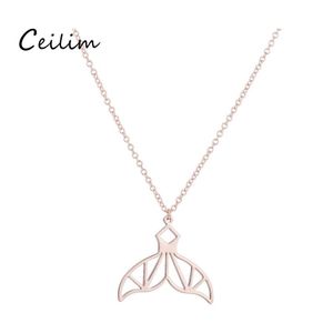 Pendant Necklaces Whale Tail Boho Necklace For Women Stainless Steel Hollow Out Dolphin Fishtail Choker Colar Mermaid Jewelry Drop D Otlmc