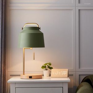 Table Lamps Nordic Wireless Charging Reading Lamp Living Room Bedroom Modern Desk Light Solid Wood Decor Bedside Lights