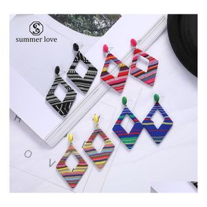 Stud Fashion Geometric Cloth Painted Dangle Earring For Women Diamond Big Hoop Drop Trendy Jewelry Gift Delivery Earrings Dhfjb