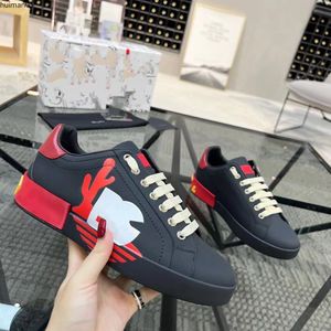 lady Flat Casual shoes womens Travel leather lace-up sneaker cowhide fashion Letters woman white brown shoe platform men gym sneakers hm051179