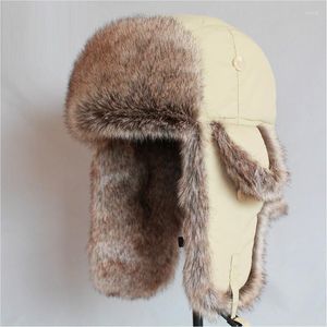 Berretti B-8521 Cappelli da bombardiere caldo inverno adulto per le orecchie maschile per le protezioni da sci della pelliccia russa del cappello da ushanka