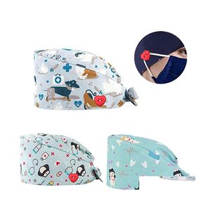 Beanie/Skull Caps Cartoon Pattern Medico Scrub Cappello Ospedale Medico Lavoro Operatore sanitario Cap Clinica per animali Infermiera Estetista Cappelli da infermiera Ot3Qh