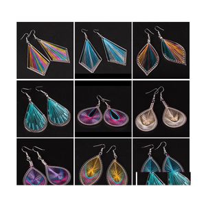 Dangle Chandelier Fashion Handmade Silk Thread Diy Bohemian Earrings For Women Creative Geometric Girls Party Drop Delivery Jewelry Dhpno