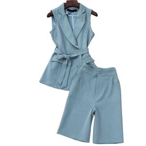 Kvinnors träningsdräkter Två stycken Set Summer Style Fashion Suit Femininity Pendlar Herringbone Vest med Croped Pants 2 Womenwomen '