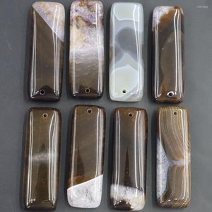 Pendant Necklaces Natural Stone Yellow Agate Long Square Pendants Rectangle Reiki Charms Diy Fashion Jewelry Accessories Wholesale 6Pcs