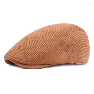 Berets Beret Hat Women Winter Autumn Warm Corduroy Street Sboy Retro England Men Golf Sports Hats Peaked Painter Caps