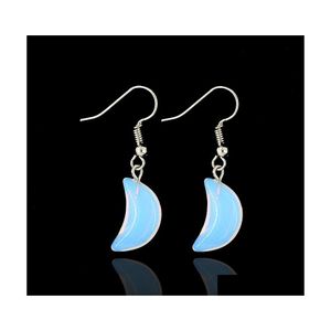 Arts And Crafts Simple Charm Drop Dangle Earrings Womens Lovely Small Moon Shaped Moonstone Crystal Sea Opal Earring Delivery Home Ga Dhjle