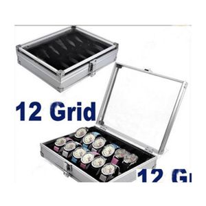 Smycken lådor grossistanvändning 6/12 GRID SLOTS Klockor Aluminiumlegering Display Storage Box Case95 Q2 Drop Delivery Packaging Dhght