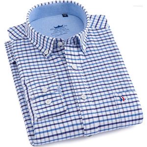 Men's Casual Shirts Slim Fit Shirt Men Longsleeve For Striped Plaid Pure Cotton Button Up Clothing Camisa Social