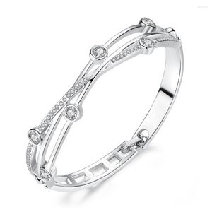 Strand da donna semplice moda argento metallo zircone braccialetto fascino accessori da donna regalo di fidanzamento per feste