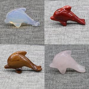 Bolsas de jóias 1pc Crystal Rose Quartz Dolphin Animais Obsidianos Artesanato de Pedra Decoração Pequena Decoração de Escritório Decoração de Office Natal