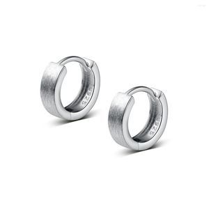 Hoop Earrings 11mm Brushed Buckle Huggie Real. Sterling Silver 925 Fine Jewelry C-E1427