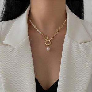 Anhänger Halsketten Design Perle Kette Choker Halskette Für Frauen Vintage Golden Circle Lock Porträt Weibliche Männer Party Schmuck