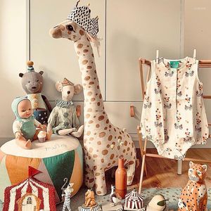 Travesseiro nórdico de 67/40cm girafa macio macio de animais de pelúcia de pelúcia decoração para berçário bebê presente meninos e meninas