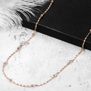 Chains 2mm Thin Marina Link Chain 585 Rose Gold Necklace For Women Girls Woman Jewelry Wholesale Valentines Gifts 50cm 60cm CN18Chains