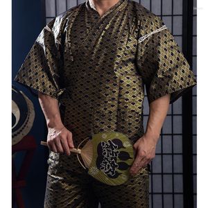 الملابس العرقية الصيف كيمونو جينبي بيجاما التقليدية يضع نماذج يابانية هوري يوكاتا الساموراي قمم وسروال صالة الذكور صالة الملابس
