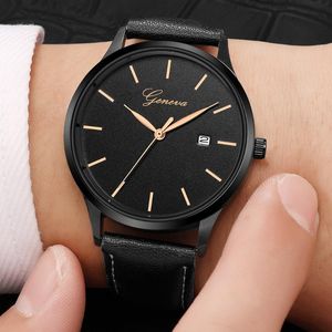 Wristwatches Montre Homme Fashion Men's Luxury Leather Band Date Analog Quartz Diamond Wrist Watch Zegarek Meski Heren Horloge W