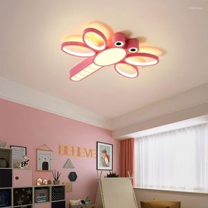 Ceiling Lights Led Children's Room Lamp Bedroom Warm Romantic Dragonfly Cartoon Light Net Red Shaped Simple Modern