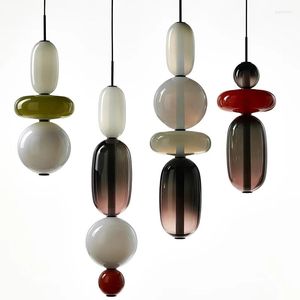 Pendant Lamps Modern Multicolored Glass Light Candy Dining Room Lamp Bedside Bar Cafe Hanging Furniture Home Decor Indoor Lights