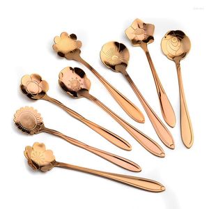 Definição de talheres 6pcs de alta qualidade Gold Gold Spoon Céfilo banhado a ouro