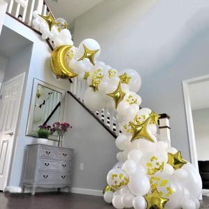 Party Decoration 111Pcs EID MUBARAK Balloons Garland Kit Gold Star Moon Foil White Balloon Arch Ramadan Islamic Muslim Decor