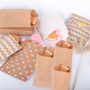 Gift Wrap 15CM 10CM 50pcs Wedding Baking Wrapping Supplies Wave Dot Popcorn Bag Candy Biscuit Bags Packing Pouch Kraft Paper