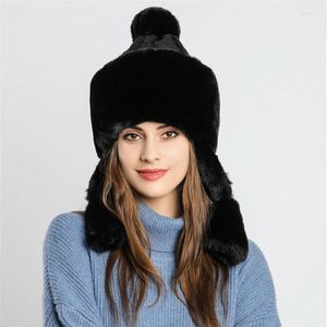 Trapper Hats Fashion Bomber Cap Winter Fluffy Fleece Hat Women Keep Warm Knitted Wool Earflap Casual Womens Caps