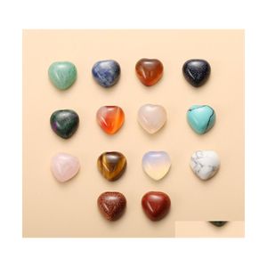 Taş 10mm kalp doğal kristal cabochon gevşek boncuklar opal gül kuvars turkuaz taşları iyileştirici kolye yüzüğü küpe takılar dhjne